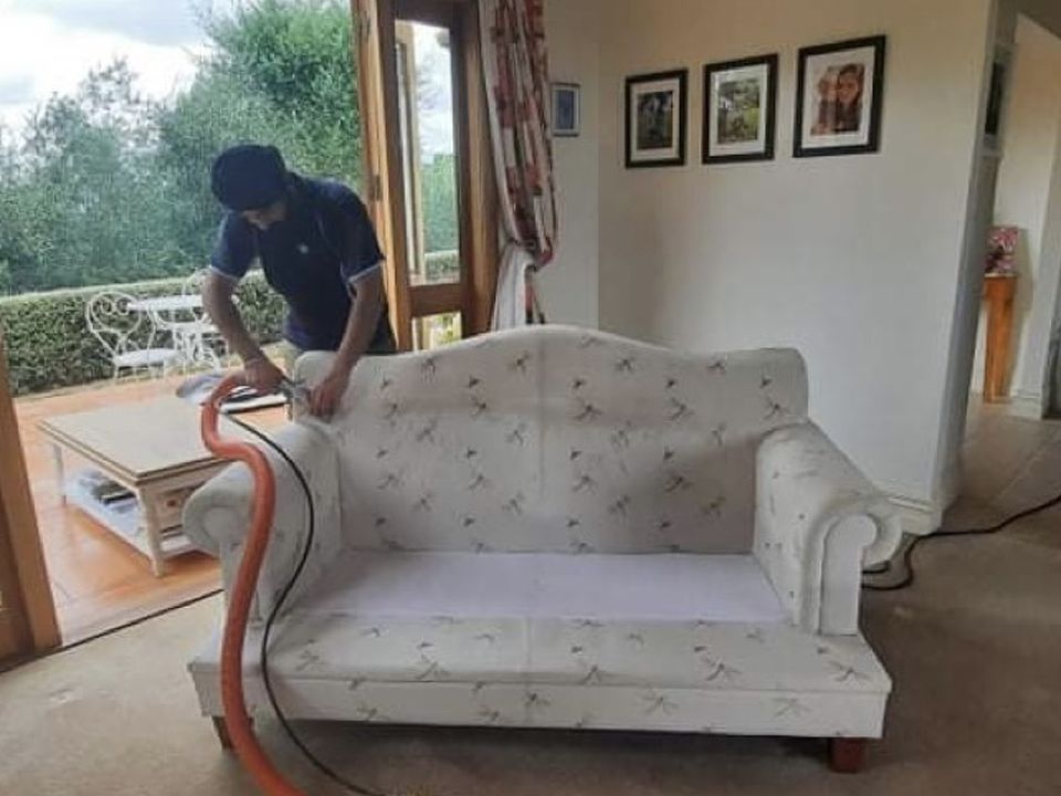 upholstery being cleaned